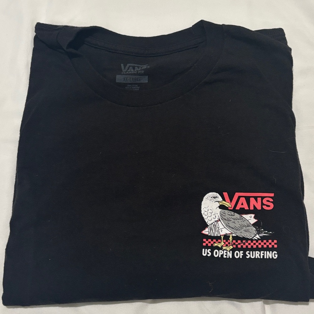 Vans Black US Open Surfing Tee with Seagull Graphic